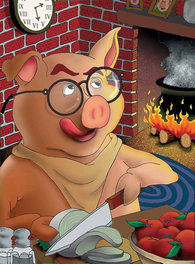 The Three Little Pigs Illustration - Making Wolf Stew