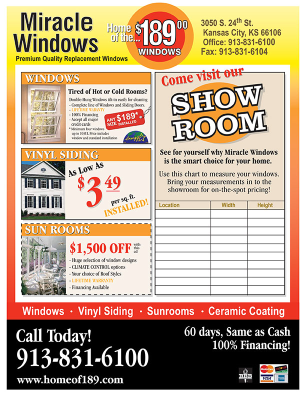 Miracle Windows, Vinyl Siding and Sunrooms Flyer