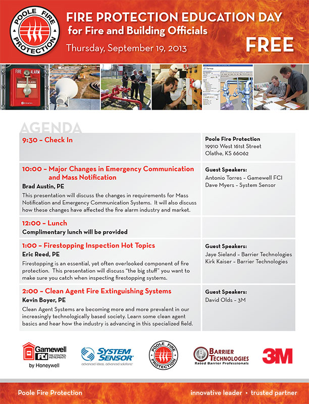 Fire Protection Engineer Education Day Agenda Flyer