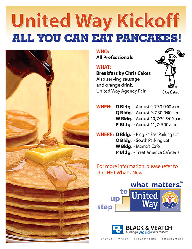 United Way Kick-off - Pancake Breakfast Flyer