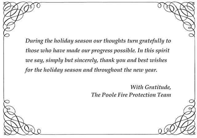 Fire Protection Engineer Firm's Christmas Card - Inside
