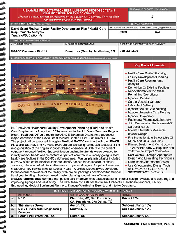 Fire Protection Engineering Firm Proposal - SF330 Format 